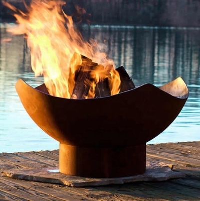 Garden Hemisphere Corten Steel Fire Globe Bowl Pembakaran Kayu