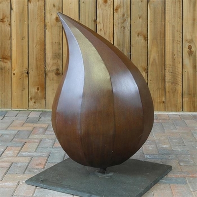 Teardrop Shape Corten Steel Sculpture Patung Seni Logam Tinggi 91.5cm
