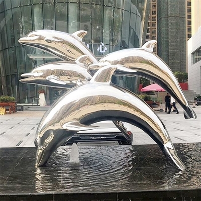 Fuxin Hewan Ukuran Kehidupan Dolphin Stainless Steel Patung Hewan Kontemporer