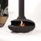 Black Roof Mounted Ceiling Carbon Steel Float Suspended Bioethanol Fireplace