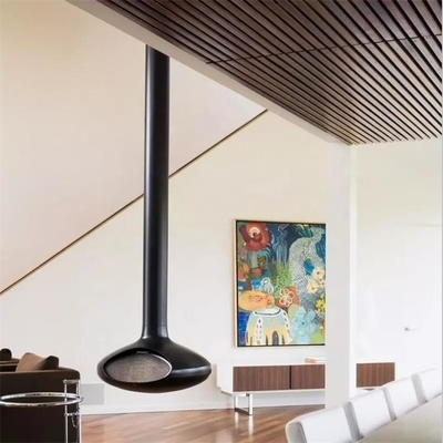 Dekoratif Morden Indoor Hangat Oval Wood Burning Ceiling Suspended Fireplace