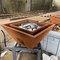 Dekoratif Sierra Square Smooth Corten Steel Gas Fire Water Bowl Untuk Kolam Renang