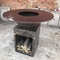 Lukisan Hitam Round Corten Steel BBQ Grill Perapian 1330*500*1000mm