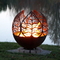 Musim Gugur Sunset Leaf Weathering Steel Globe Sphere Fire Pit Dengan Ash Tray