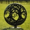 Pohon Kehidupan Ellipse Corten Steel Sphere Fire Pit 900mm Dekorasi Luar Ruangan