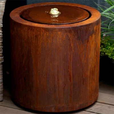 Meja Air Bulat Corten Steel Air Mancur Luar Ruangan Dekorasi Miskin