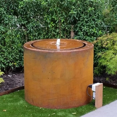 Meja Air Bulat Corten Steel Air Mancur Luar Ruangan Dekorasi Miskin
