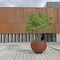 Bola Geometris Lapuk Corten Steel Tree Planters Globe Untuk Streetscape