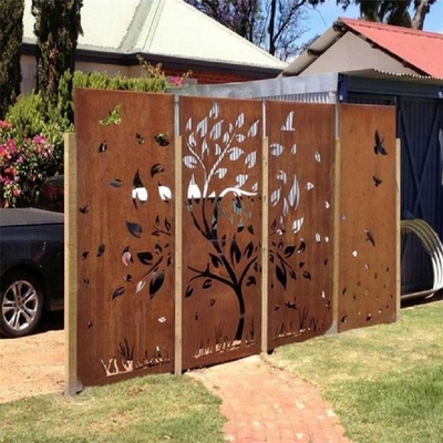Panel Layar Taman Baja Pelapukan Gambar Pohon Untuk Dekorasi Rumah