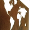 Dekorasi Rusty Corten Metal World Map Wall Art